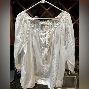 Caffe Marrahach 100% cotton White Lace-Trimmed Blouse